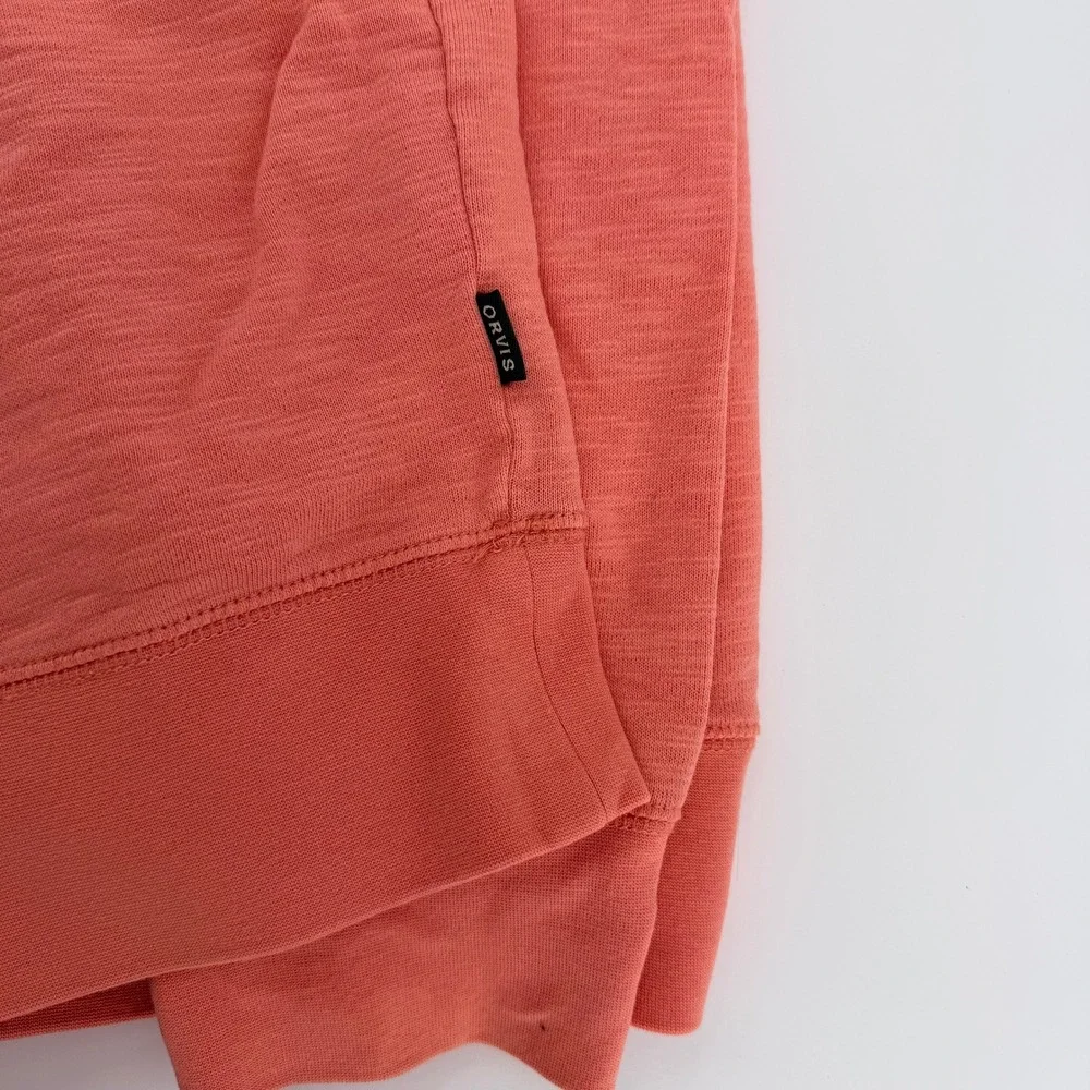 Orvis Mens XXL‎ Salmon Pink Slub Knit Cotton Crewneck Sweatshirt Raglan Pocket